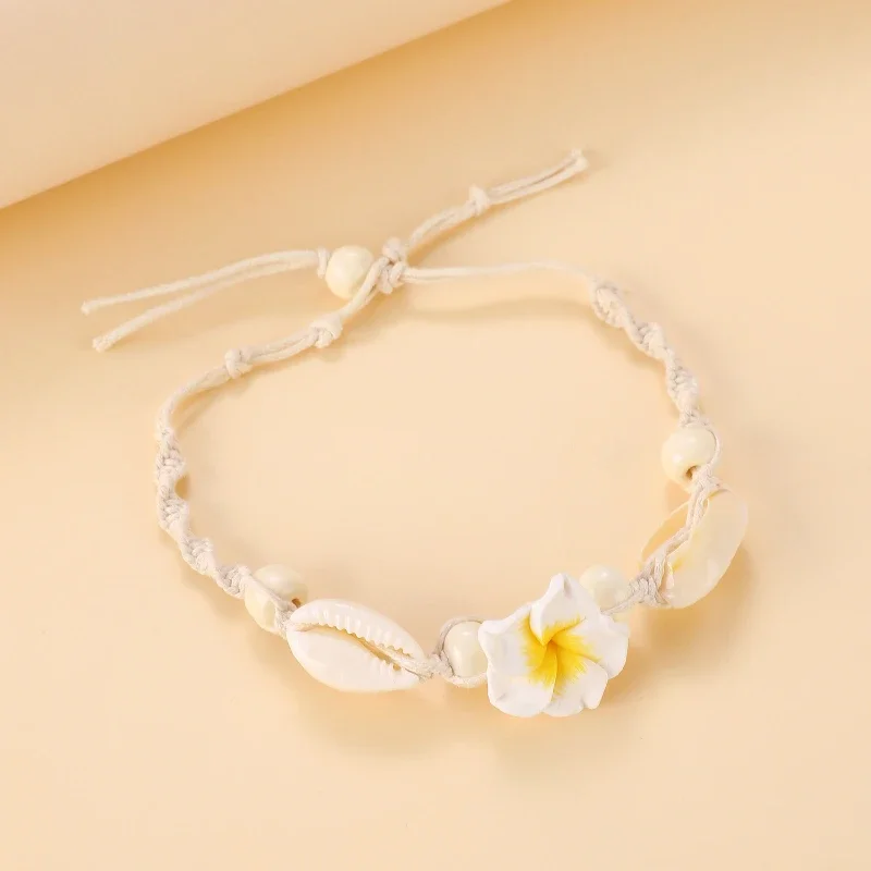 Trendy Shell Flower Anklet for Women Bohemian Handwoven Feet Rope Chain Female Fashion Beach Jewelry Accessories Party Gift