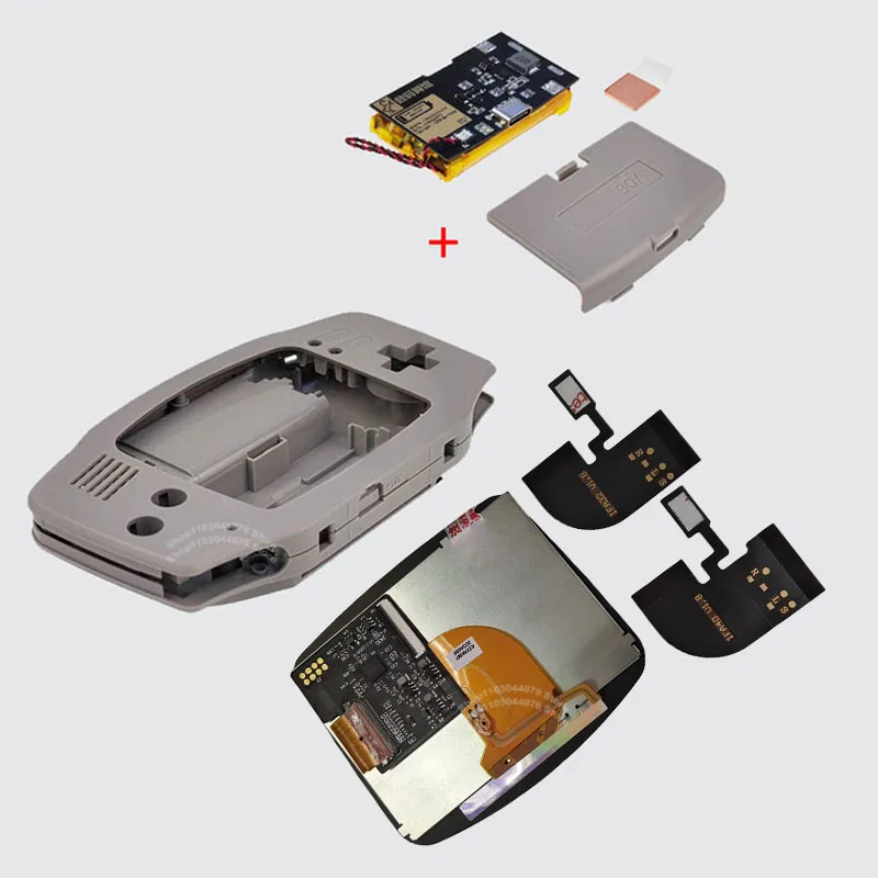 IPS V4 Pre-gelamineerde scherm LCD-schaalsets 1800mAh ingebouwde lithium batterij met Type C oplaadpoort batterijdeksel voor GBA