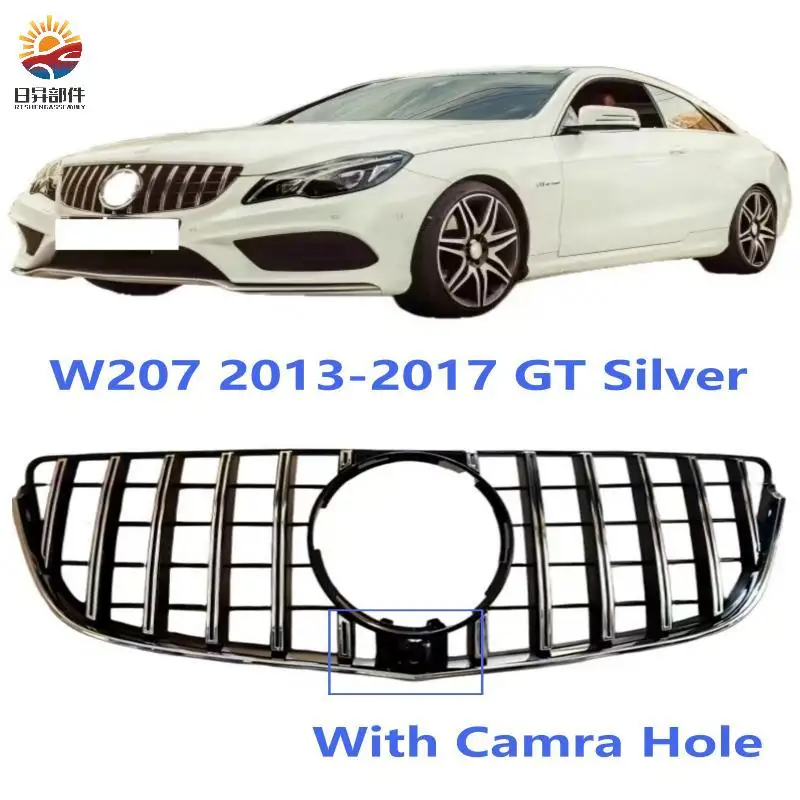 

For Mercedes E Class W207 2013-2017 Front Grille GT Style Gloss Black without camera holes Or Silver with camera holses