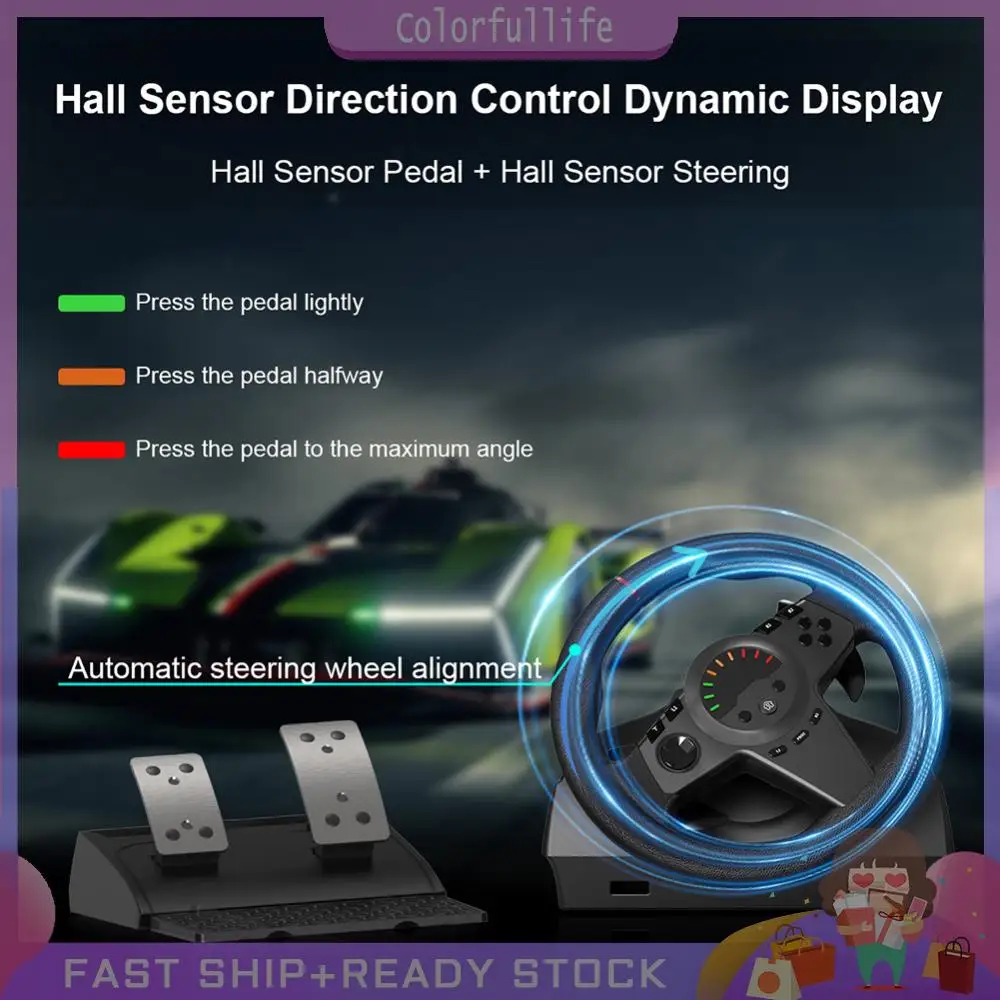270 °   دواسة سيارة Simracing للألعاب مع دواسات خطية لعجلة قيادة السباق للكمبيوتر الشخصي PS3/PS4/Switch/Xbox One/Xbox Series X/S