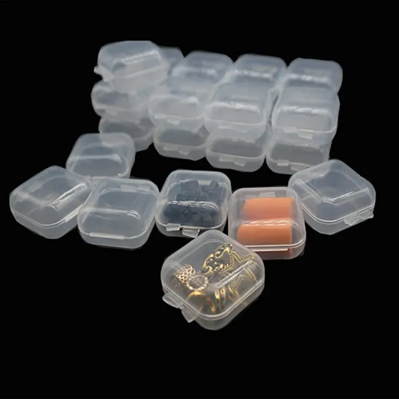 10pcs Mini Transparent Storage Box Prganizer 3.5x3.5x1.8cm Display Jewelry Case For Bead Earring Ring Tiny Items Craft Packaging