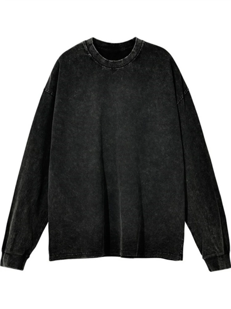 2025 Washed Vintage T-Shirts Street Hip Hop Retro Punk T Shirt Women Harajuku Casual Cotton Acid Wash Autumn Winter Top