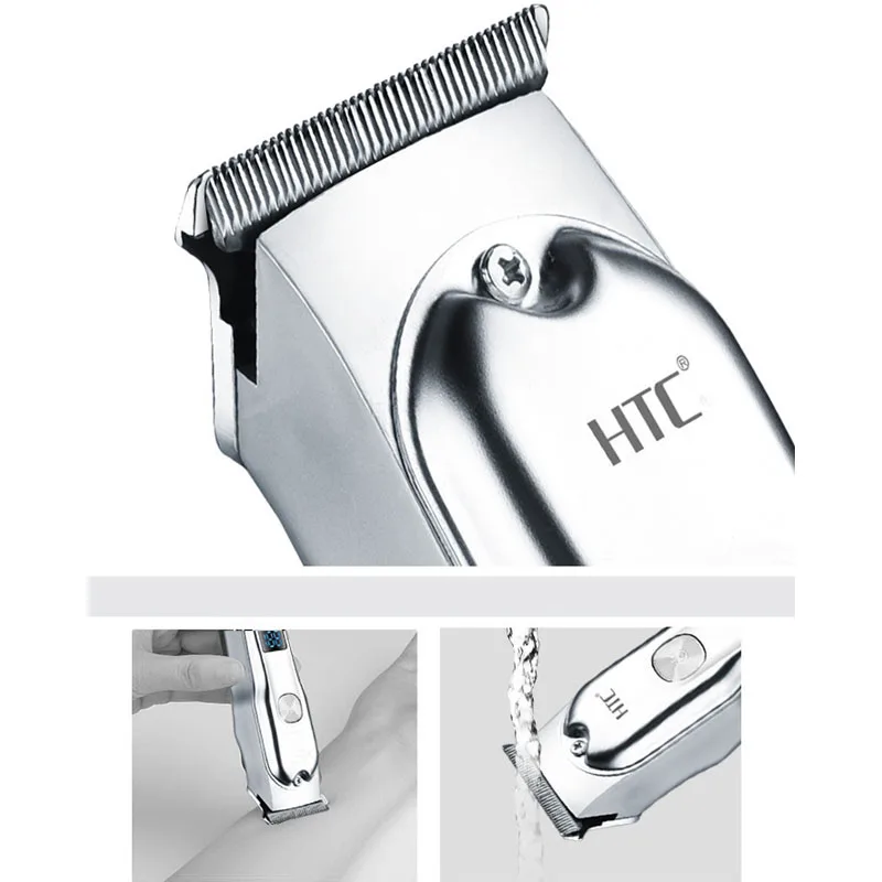 HTC Hair Clippers for Men Professional - Cordless Barber Clippers for Hair Cutting & Grooming, Beard Trimmer with LED Display