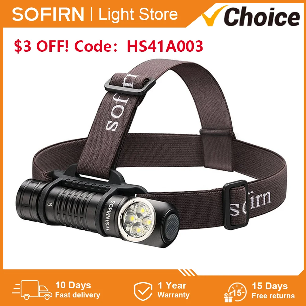 SOFIRN HS41 4000lm 21700 USB C Rechargeable Headlamp 6500k SST-20 LED Powerful Torch Indicator with Magnet Tail