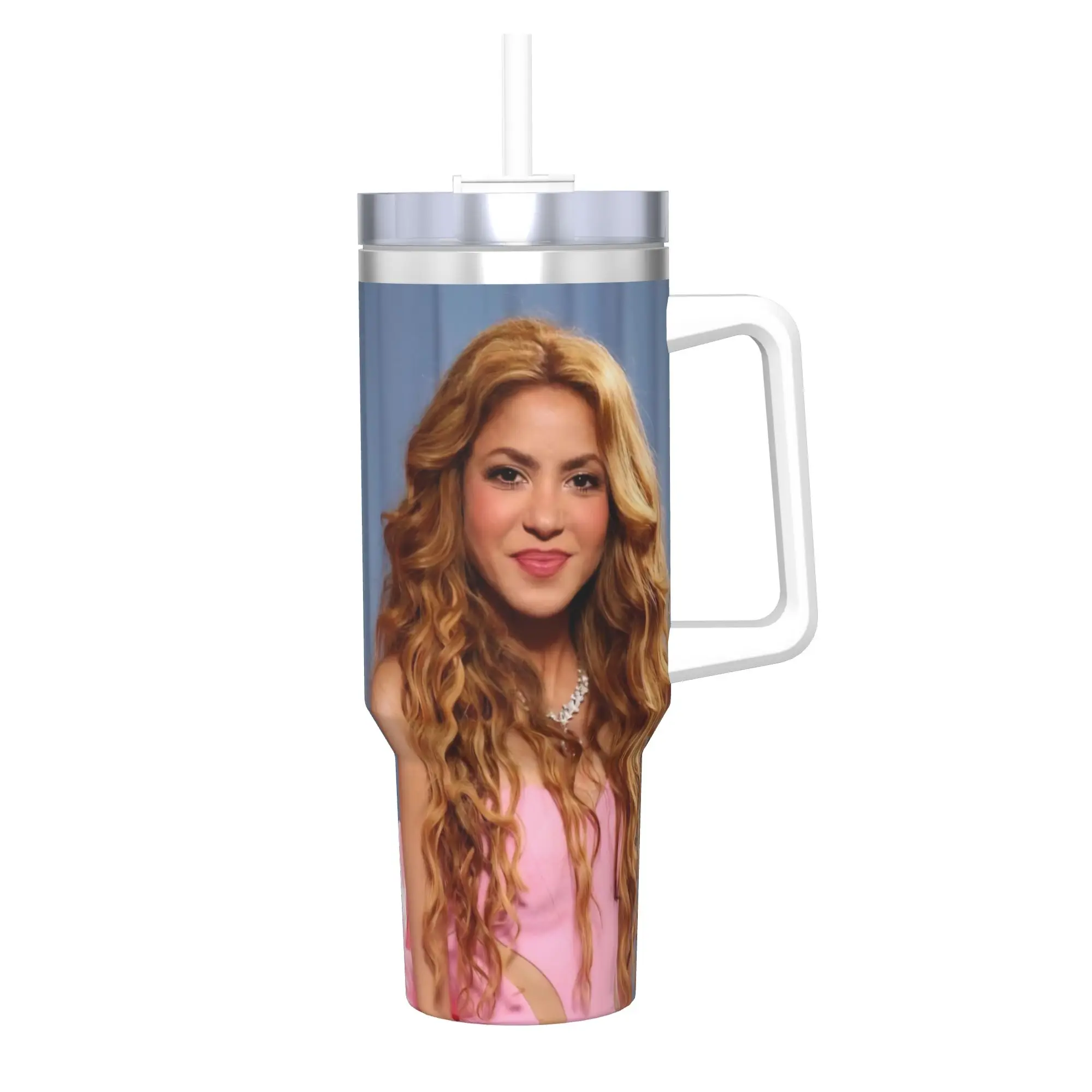 Shakira Singer Tumbler With Straw  Stainless Steel Mug Cups Double Wall Vacuum Insulated for Cold Or Hot 40oz