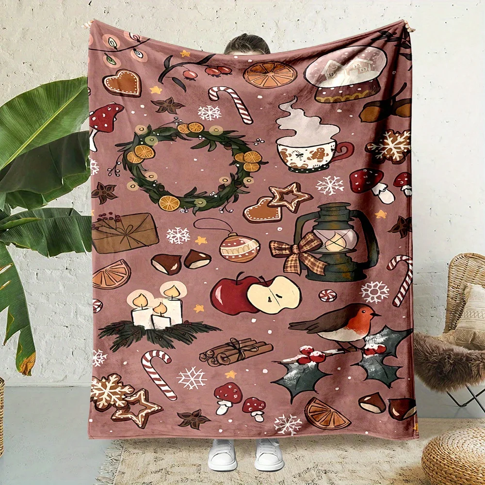 

Всесезонное использование, уютное фланелевое одеяло с рождественской тематикой и дизайном Apple, Candy Cane и Holly — мягкое, двустороннее, всесезонное.