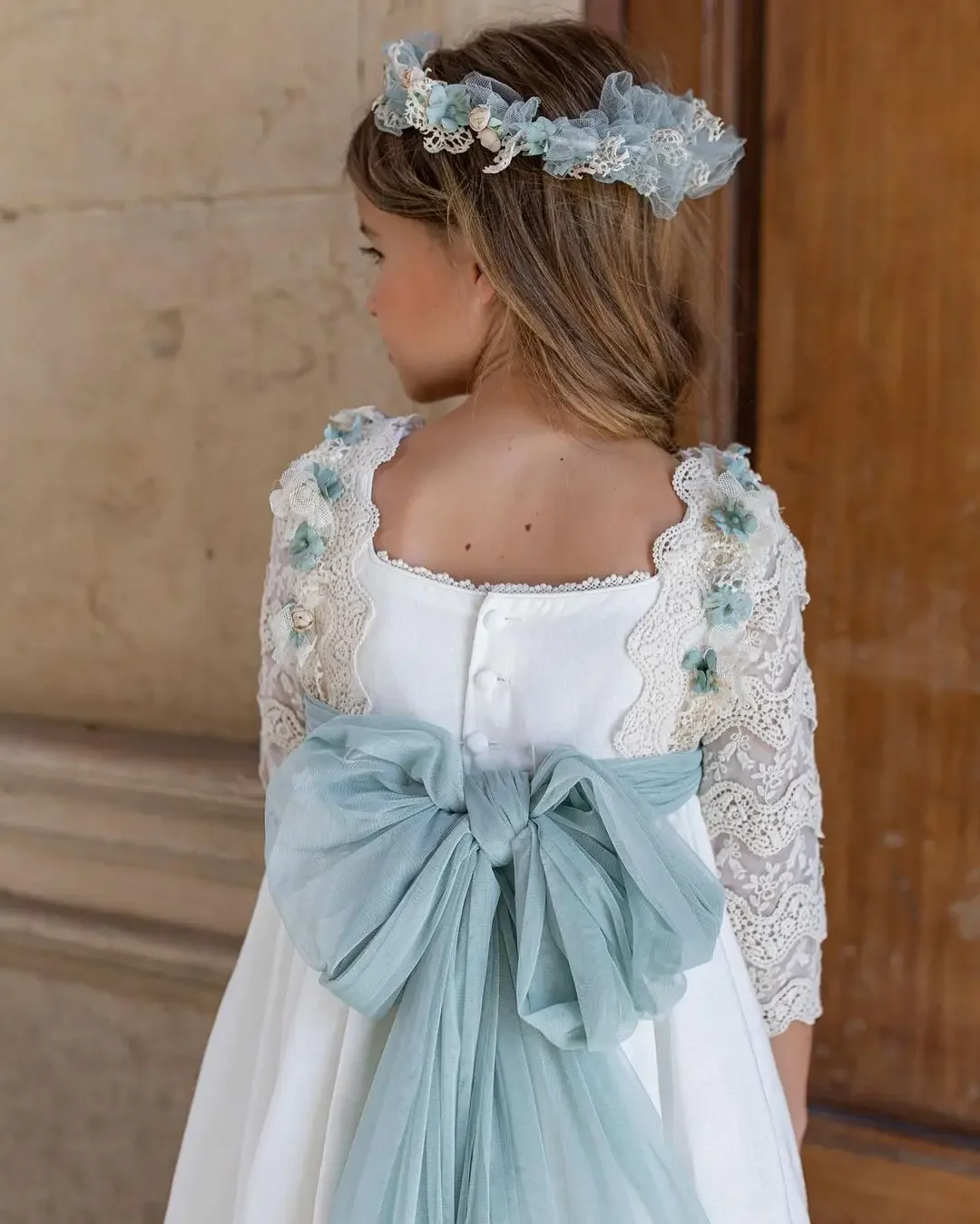 Fairy Flower Girl Dress Communion Finished Off with Lace on the Neckline Sleeves Embroidered Contton A Line Gown Fairy