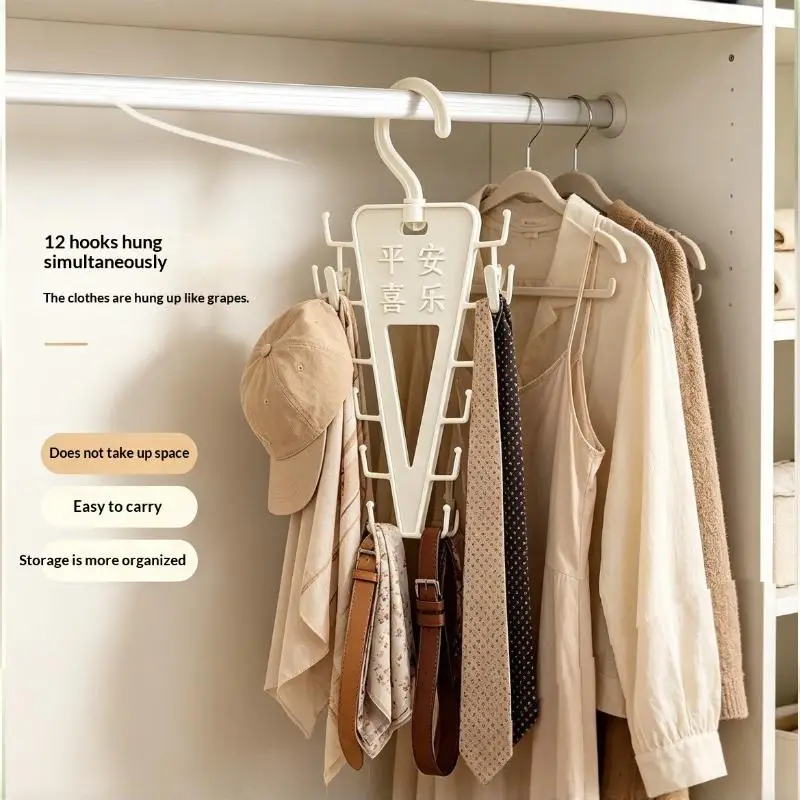 V Shaped Over Door Clothes Hanger 12 Hooks 360° Rotation White 1/2 PCS for Wardrobe Space Saving Storage Organizer
