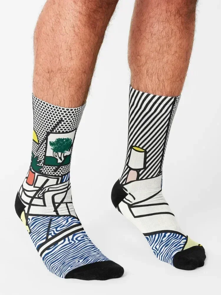 Interior with mobile by roy lichtenstein Socks Lots retro hiking Crossfit Socks Girl Men's