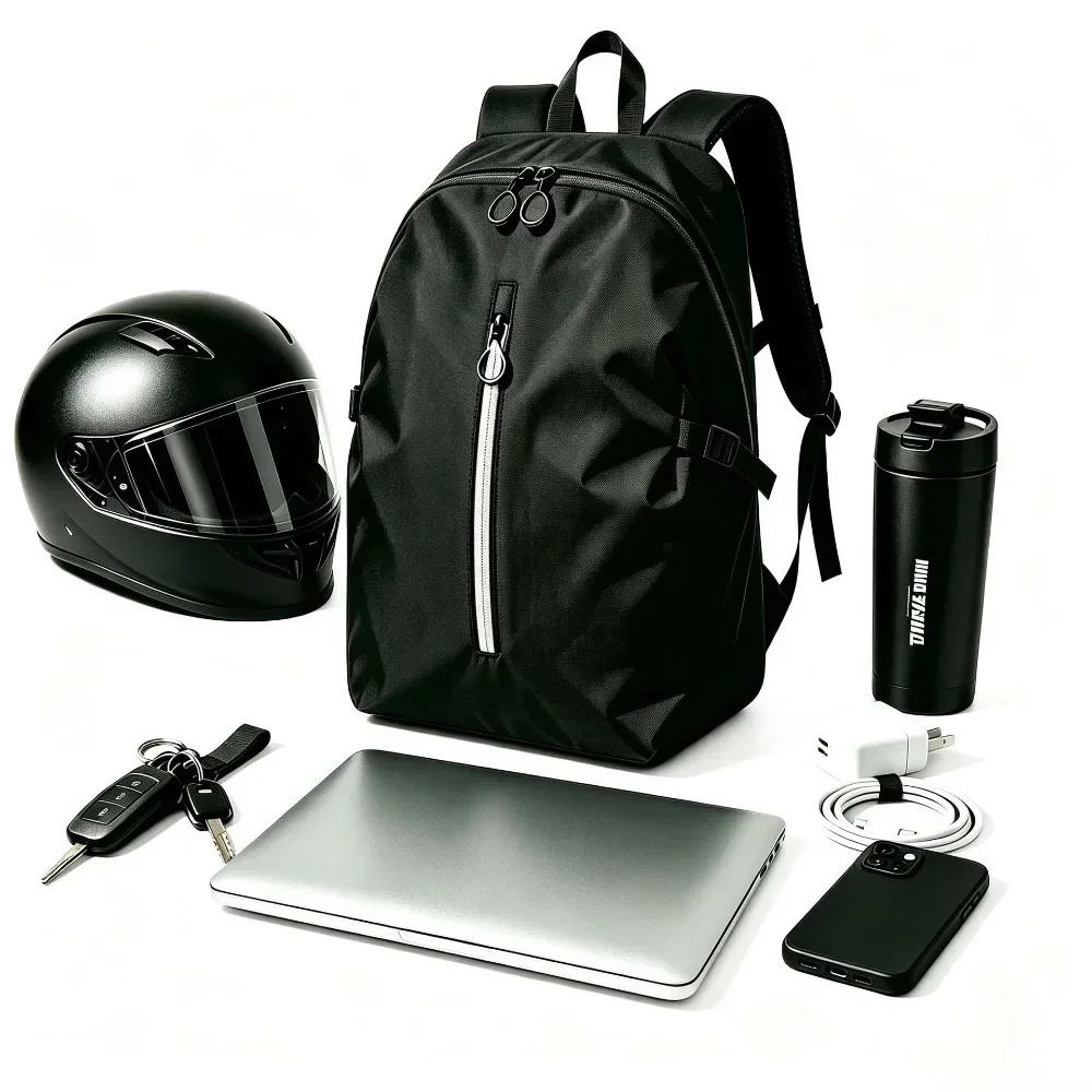 Waterproof Motorcycle Backpack Large Capacity Reflective Strap Motorbike Helmet Storage Backpack Outdoor Travel Sports Backpack