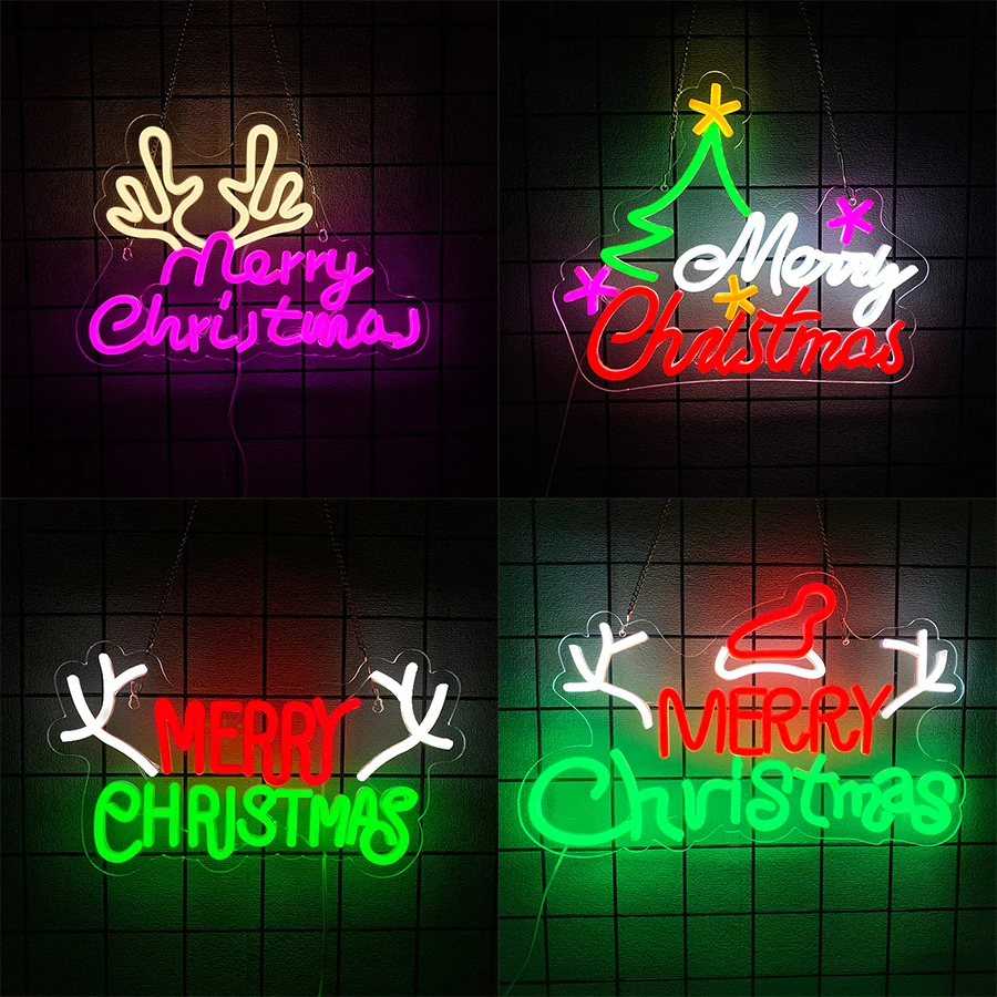 

Merry Christmas Neon Sign, Colorful Letter Icon, Usb Powered, Used For Shops, Clubs, Winter Theme Parties, Christmas Decor.