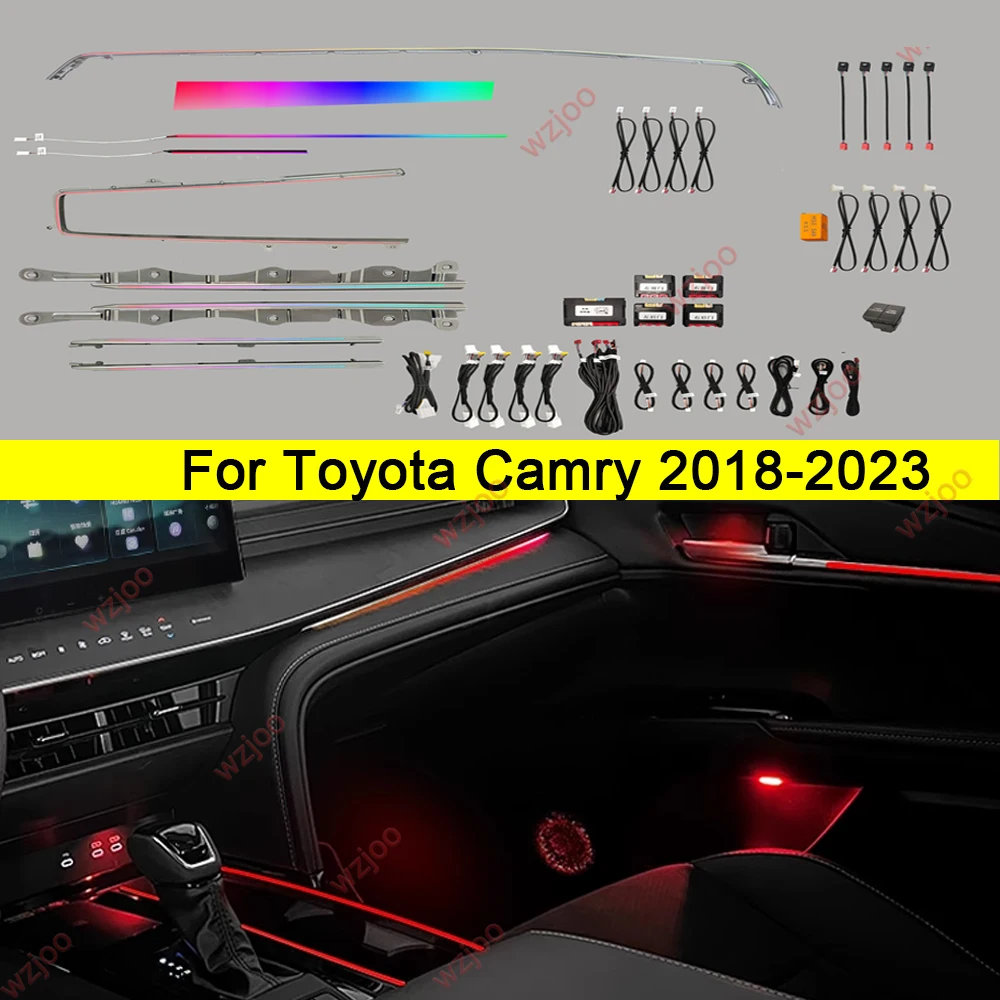 LED Ambient Lights For Toyota Camry 2019-2025 Models 64 Colors Rainbow Atmosphere Lamps APP/ Car Play/Car Radio Control