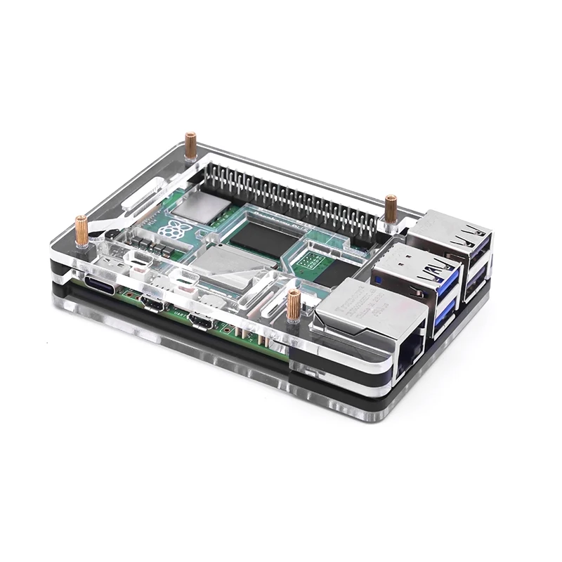 New 5 Layers Acrylic Case for Raspberry Pi 5 Transparent and Black Alternating Shell Support Installing Official Active Cooler
