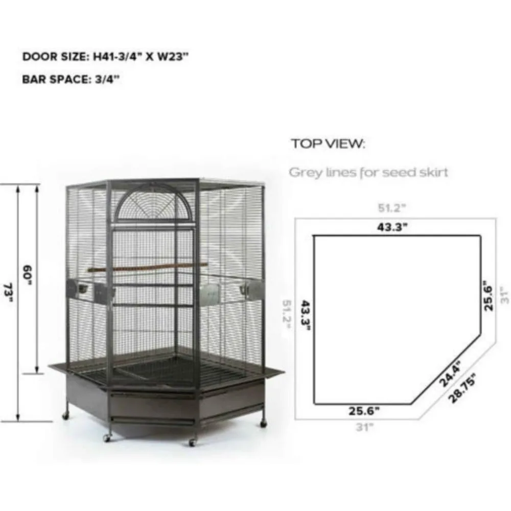 Parrot Escape Jumbo Corner Bird Cage Aviary