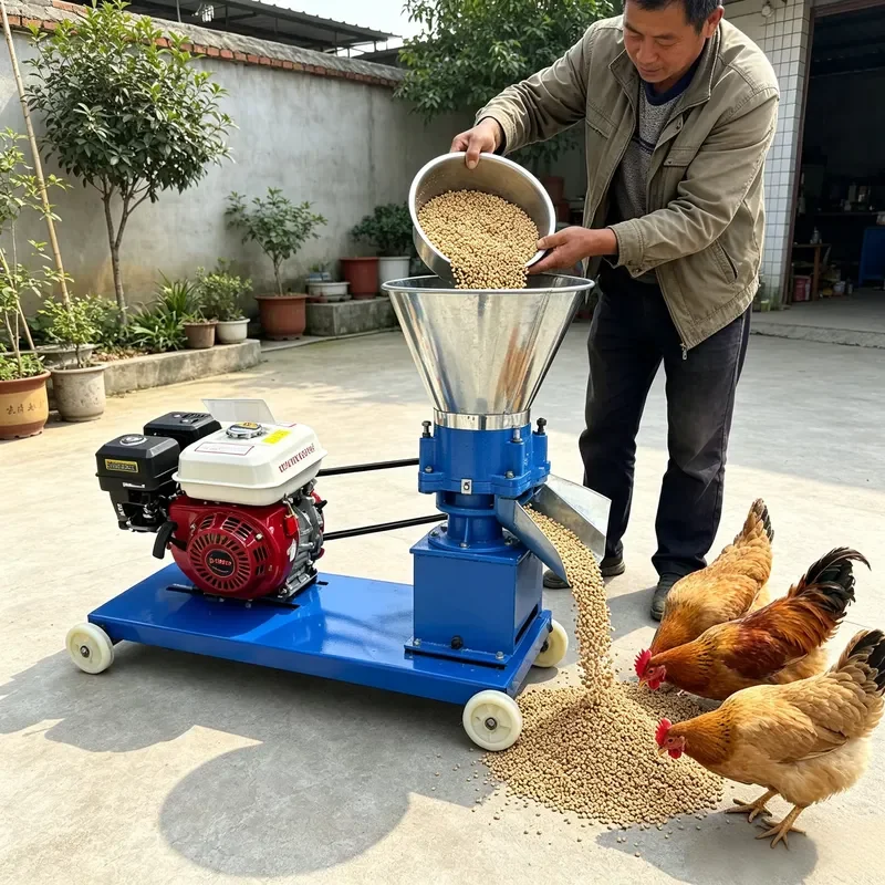 Factory direct sales 500-1000 kg/h feed pellet machine, diesel/electric optional, suitable for chicken, pig, cattle and sheep