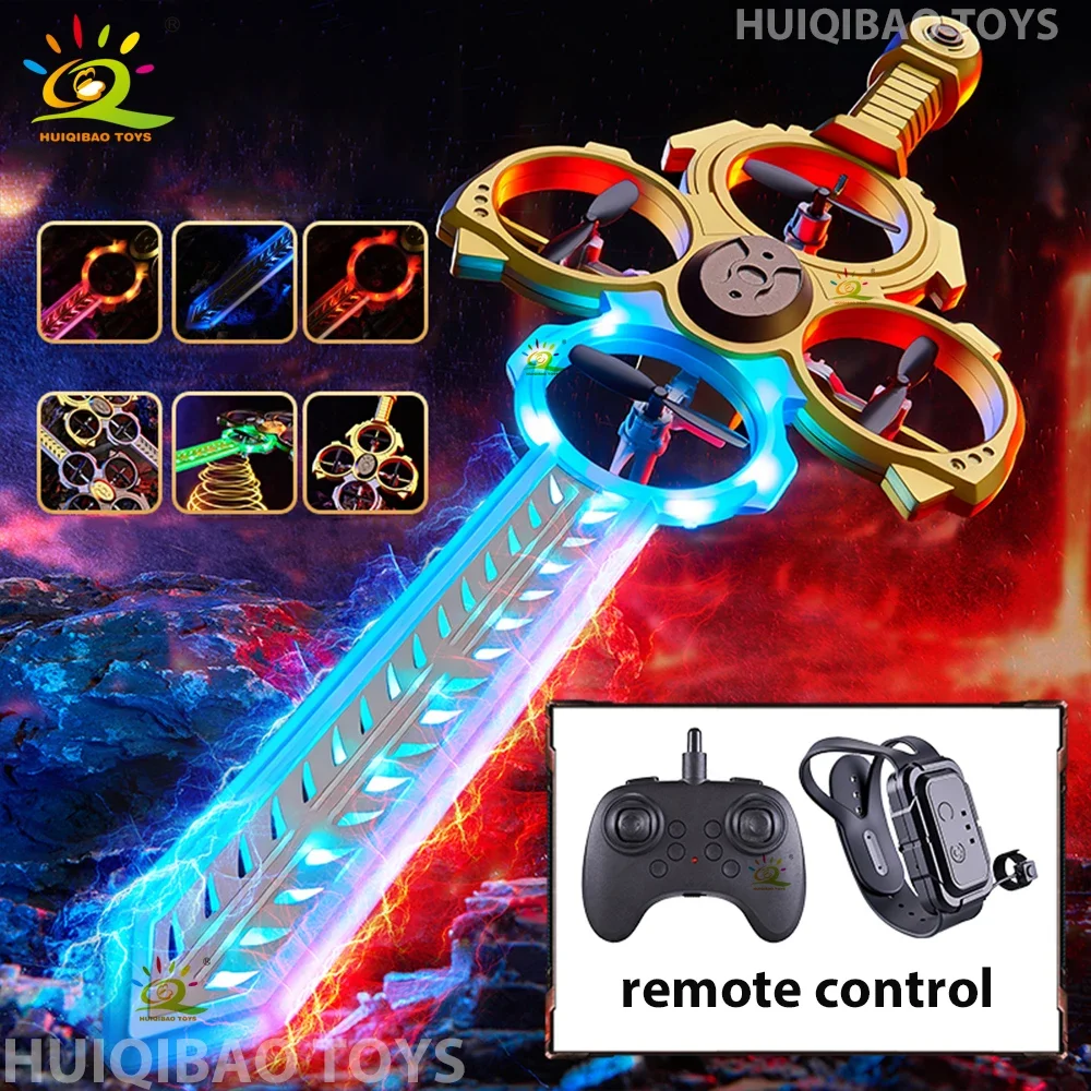 

HUIQIBAO Remote Control Drone Flying Sword With Colorful Lights Gesture Sensor Fixed Wing Aircraft Christmas Toys for Adult Gift