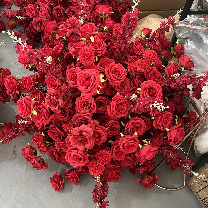 80/70cm Artificial Red Rose hyacinth Large Flower Ball Wedding Table Floral Centerpieces Decor Road Lead Arrangement Party Props