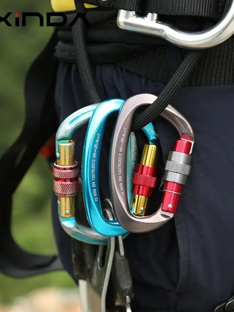 Xinda 25kN karabinek w kształcie litery D wspinaczka bezpieczeństwo klamra śrubowa bramy Master Lock karabinek odkryty sprzęt do wspinaczki skałkowej — zdjęcie 2