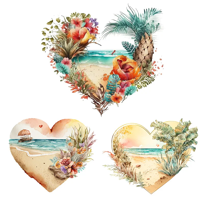 

MT938# Heart-shaped Seaside Scenery Decal Bedroom Entryway Living Room Porch Home Decoration Wall Stickers