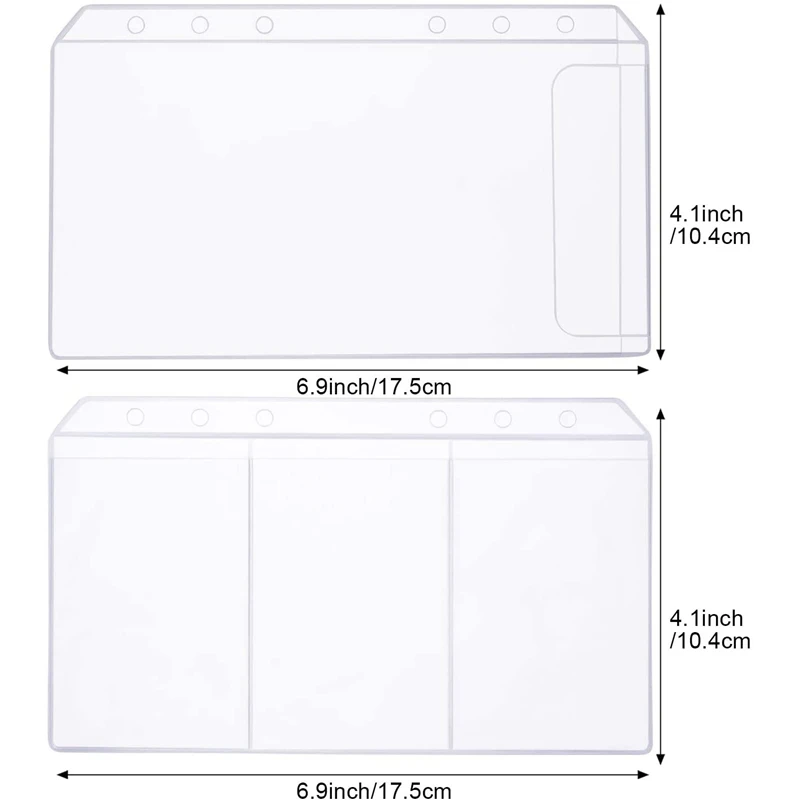 A6 Size Binder Pockets With Different Partitions,Binder Folders Waterproof 6 Holes Loose Leaf Bags For Documents Cards