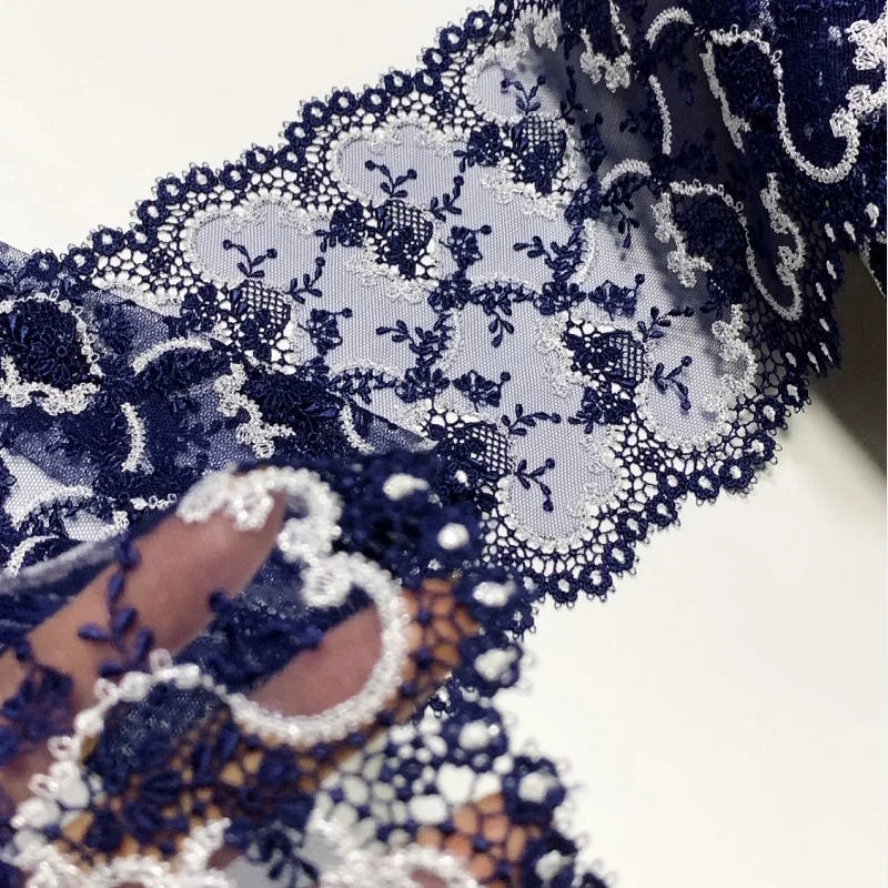 

15Yards Shinny Dark Blue Water Soluble Emroidered Lace Trim For Sewing Evening Wedding Bridal Dress Bra Underwear Clothes Fabric