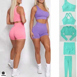 1/2/3PCS Seamless Yoga Set High Waist Sportwear Women Set Workout Clothes For Women Running Fitness Gym Set Activewear Leggings