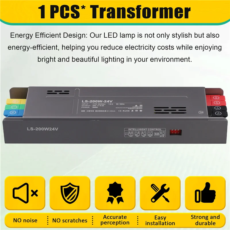 Lampa A20F-LED z powolnym włączaniem i wyłączaniem, z transformatorem, zasilacz LED, transformator oświetleniowy, sterownik ściemniania, zasilacz.