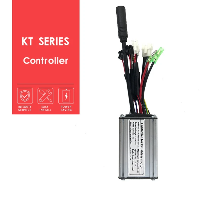 Controller per bicicletta elettrica KT-15A 36V/48V Controller per onde Squarewave a 6 tubi con cavo luminoso a doppia testa