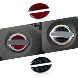 Car Carbon Fiber Red/Black Steering Wheel Center Badge Sticker For Nissan Qashqai X-trail J10 J11Juke Sentra Interior Decoration