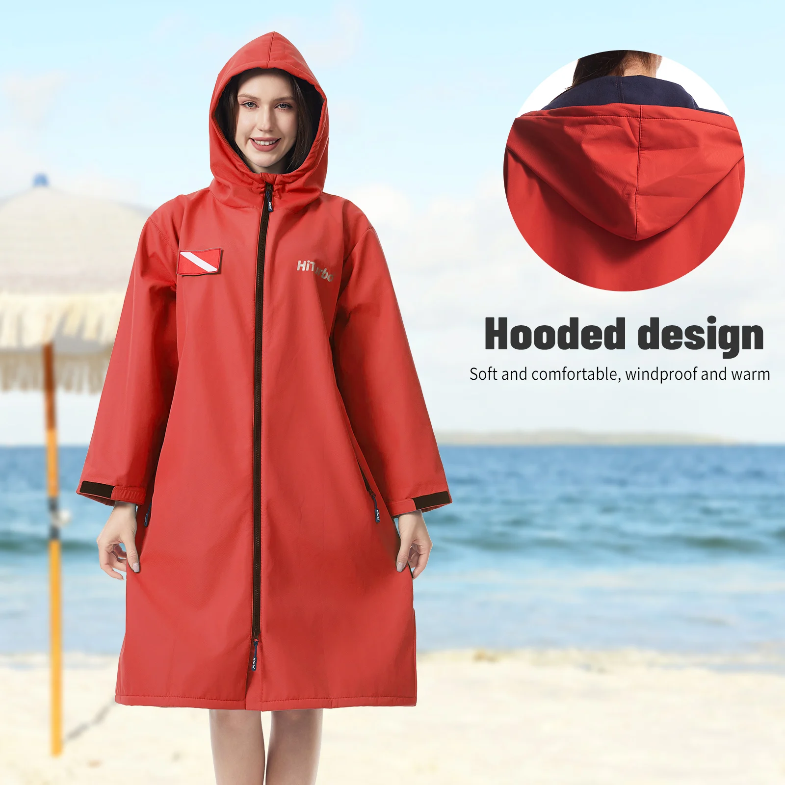 Hiturbo كم طويل مقنع مقاوم للماء كيب تغيير الرأس يندبروف سريعة الجافة السباحة تصفح تسلق الرأس الدافئ سريع الجفاف