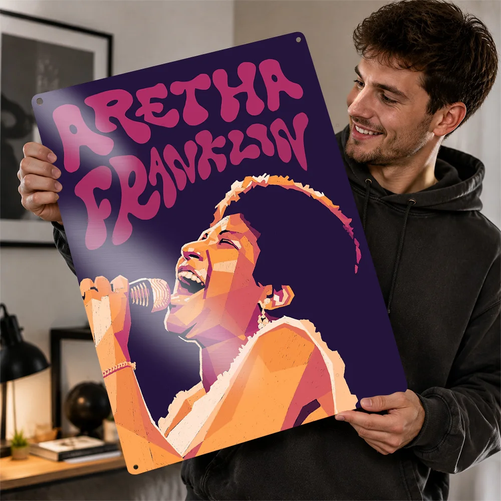 Aretha Franklin Printed Poster Personalized Aluminum Metal Sign Smooth Groove Wall Art Ideal For Collector Rooms And Home Bars