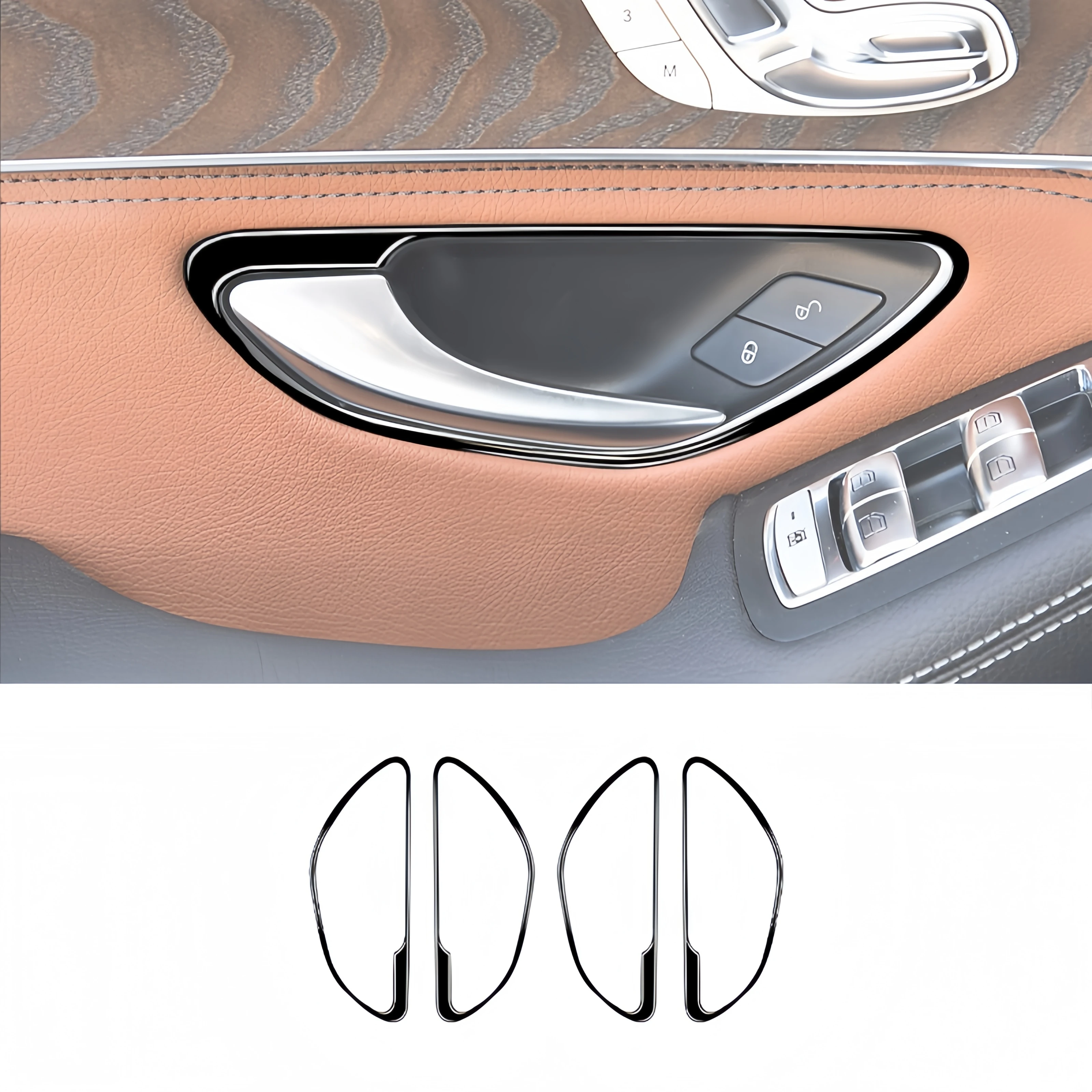 

For Mercedes W205 Benz C Class GLC 2014-20 Piano Black Car Interior Door Handle Frame Trim Cover Decorative Sticker Auto Zubehör