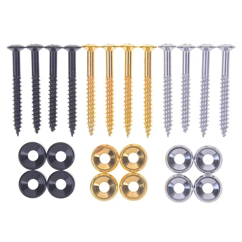 4PCS Guitar Neck Mounting Ferrules and Screws Electric Guitar Neck Mounting Ferrules/Bushings and Screws Black Guitars Basses
