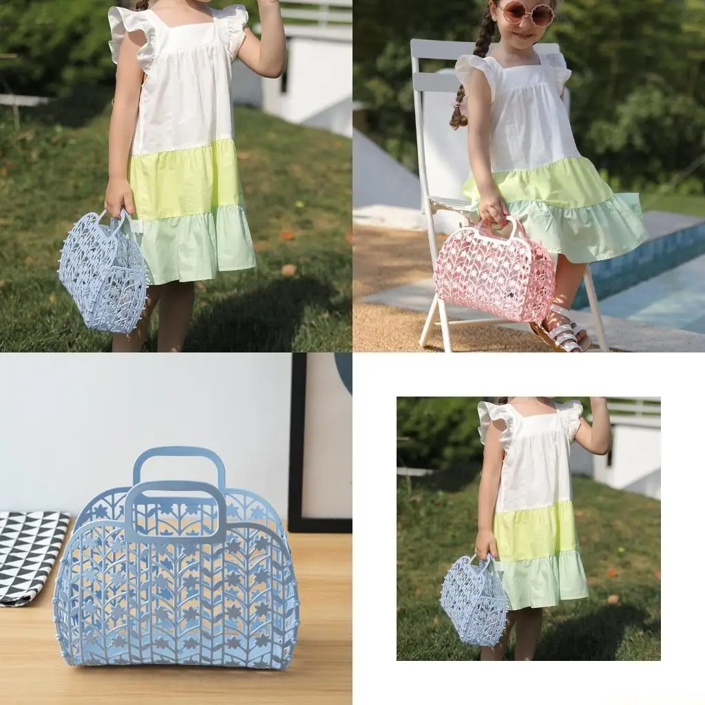 

X90D Vintage Jelly Bags for Kids Girls Women Reusable Gift Bag Plastic Beach Tote Portable Festive Party Handbag