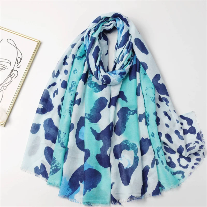 Winter Spain Thin Viscose Scarves Women Ombre Sexy Leopard Dot Shawls And Wraps Pashmina Stole Bufandas Muslim Sjaal 180*90Cm