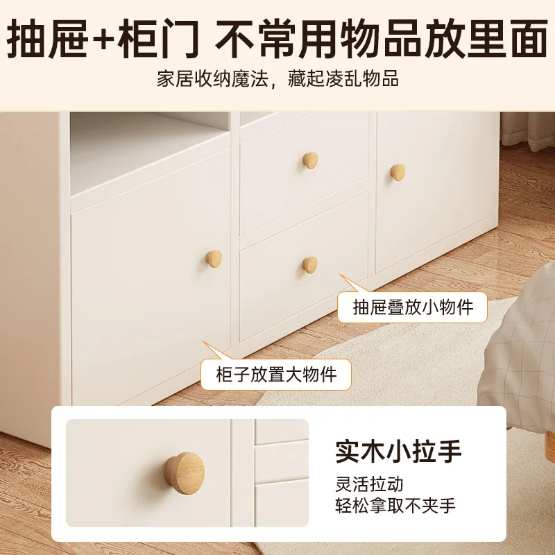 Solid wood floor-to-ceiling bookcase, locker, integrated storage, lattice cabinet