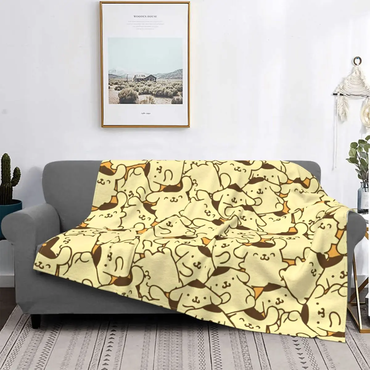 Pompompurin Cartoon Japanese Coral Fleece Plush Throw Blankets Cute Kawaii Blanket for Bedding Outdoor Ultra-Soft Bedspread