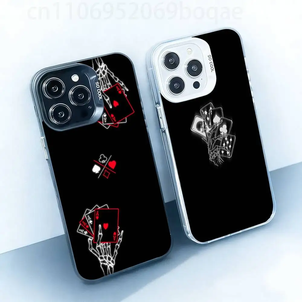 

Poker Gothik White Shockproof Phone Case For iPhone 17,16,15,14,13,12,11,Pro,XS,Max,Plus,Mini,SE