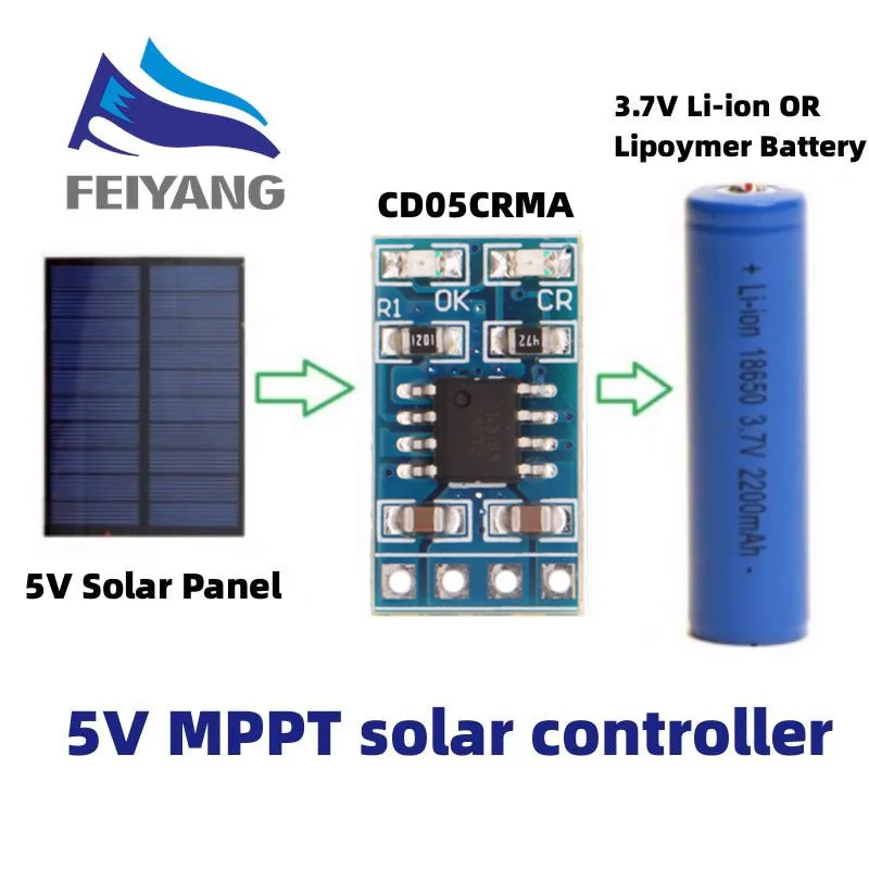 MPPT Solar Charge Controller 1A 4.2V 3.7V 18650 LiPo Li-ion Lithium Battery Charger Module SD05CRMA Solar Panel Battery Charging