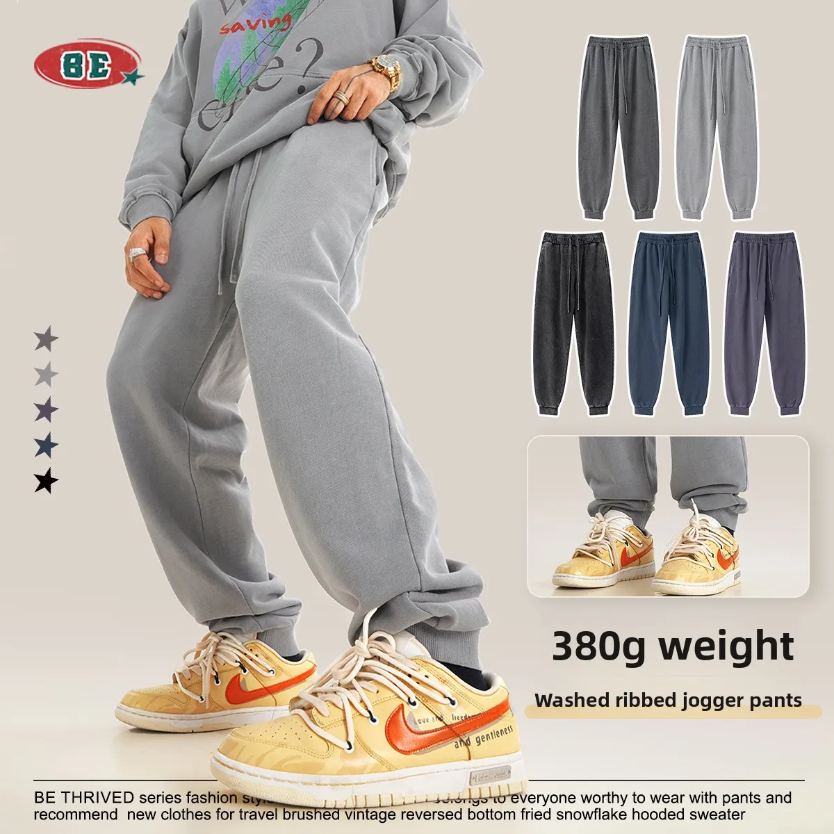 

ey Waed Loose Men's Casual Pants Autumn Street Sle Sports Long Trousers Straight Leg Cotton Winter Faion Urban Wear