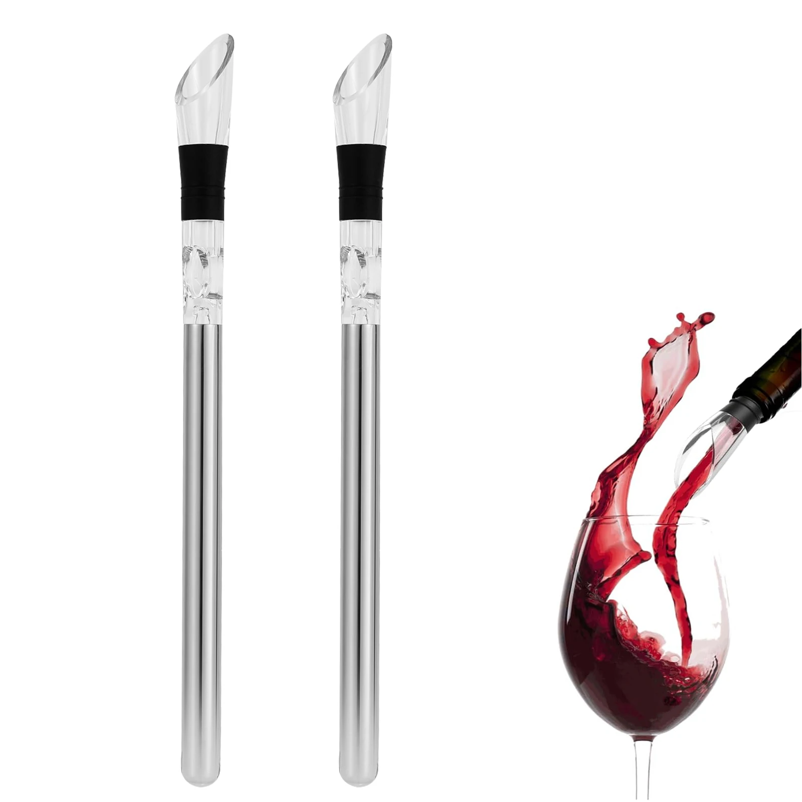 مبرد زجاجة النبيذ من الفولاذ المقاوم للصدأ، سدادة زجاجات الآيس كريم، مبرد الآيس كريم، مناسب لشاربي الثلج