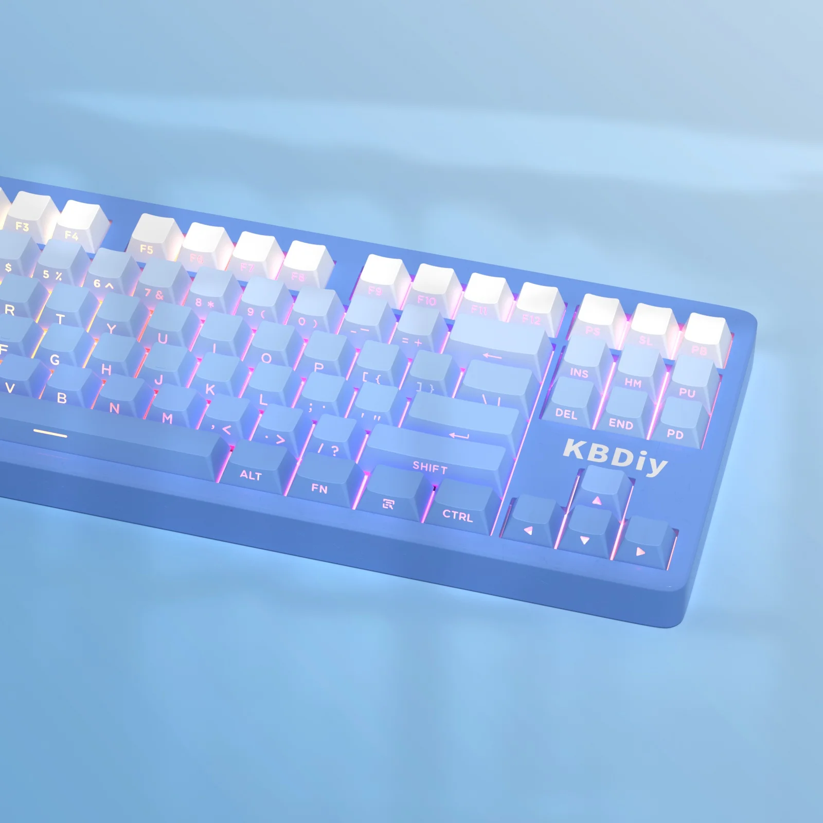 Imagem -04 - Kbdiy-gradiente Azul Keycaps para Teclado Mecânico do Jogo Pbt Cereja Keycap Brilhar Lado Impressão Através Backlit Caps 133 Teclas