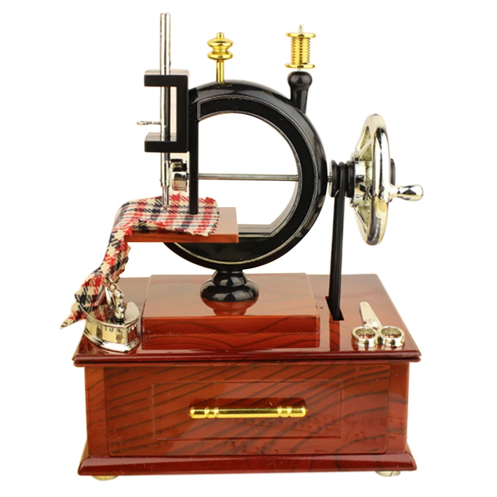 

Sewing Machine Music Box Retro Sewing Clockwork European Crafts Best Gift Table Decoration for Christmas Birthday Thanksgiving