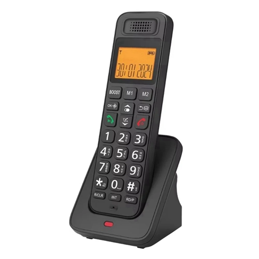 DTD1912-HOT-D1018 Telephone Business Home Handheld Digital Wireless Telephone Low Radiation with LCD Display Black UK Plug