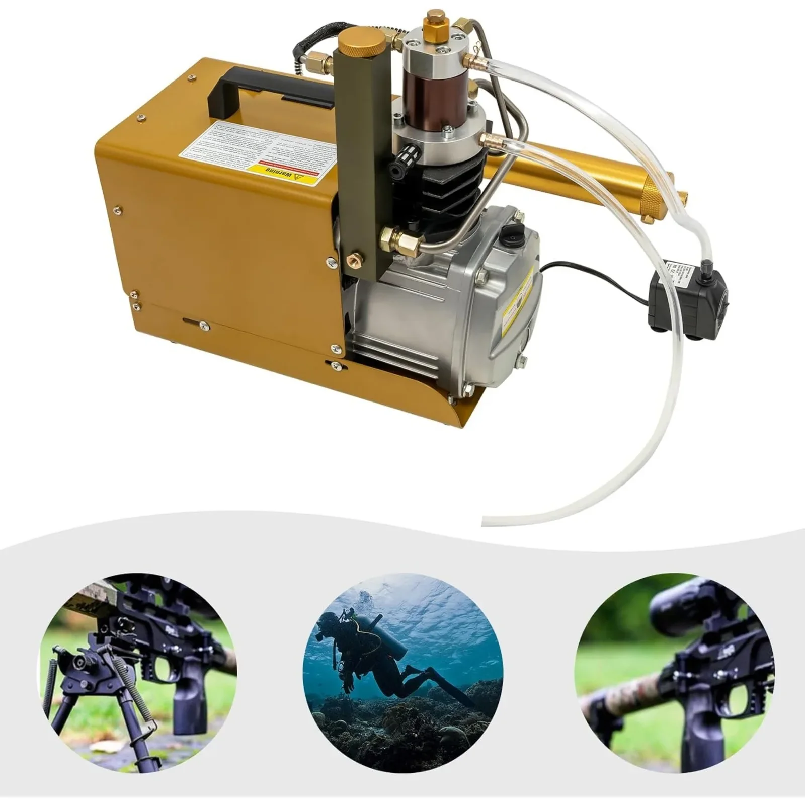 Bomba de compresor de aire PCP de 110V, 30MPa, 4500 PSI, compresor de aire de alta presión, bomba de buceo, bomba de agua refrigerada por agua con tubería de agua