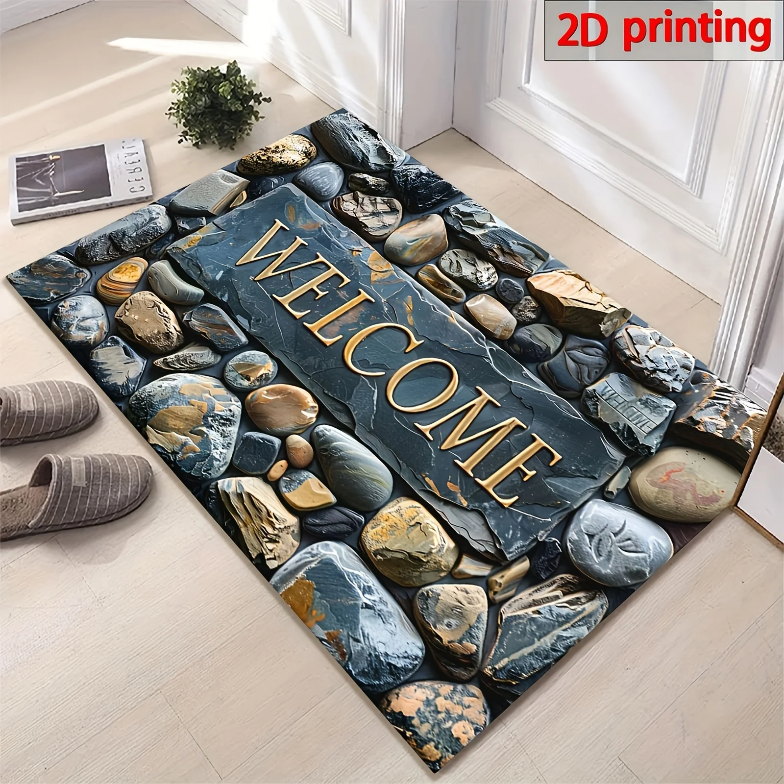 VIKAMA Elegant Welcome Pebble Design Doormat for Entryway Welcome Carpet Entrance Weclome Floor Mat Living Room Rugs Kitchen Mat