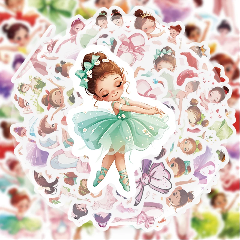 50 pegatinas de grafiti de bailarinas de ballet, adecuadas para botellas de agua, portátiles, decoraciones para teléfonos, maletas, patinetas, guitarras, cajas de regalo, decoraciones para fiestas, regalos navideños