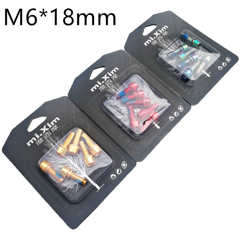 

6 Pcs/set M6*18mm Bolt for Disc Brake Caliper Clamp MTB Bike Bicycle Screw Crank Lock Bolts Disc Brake Screws for Road