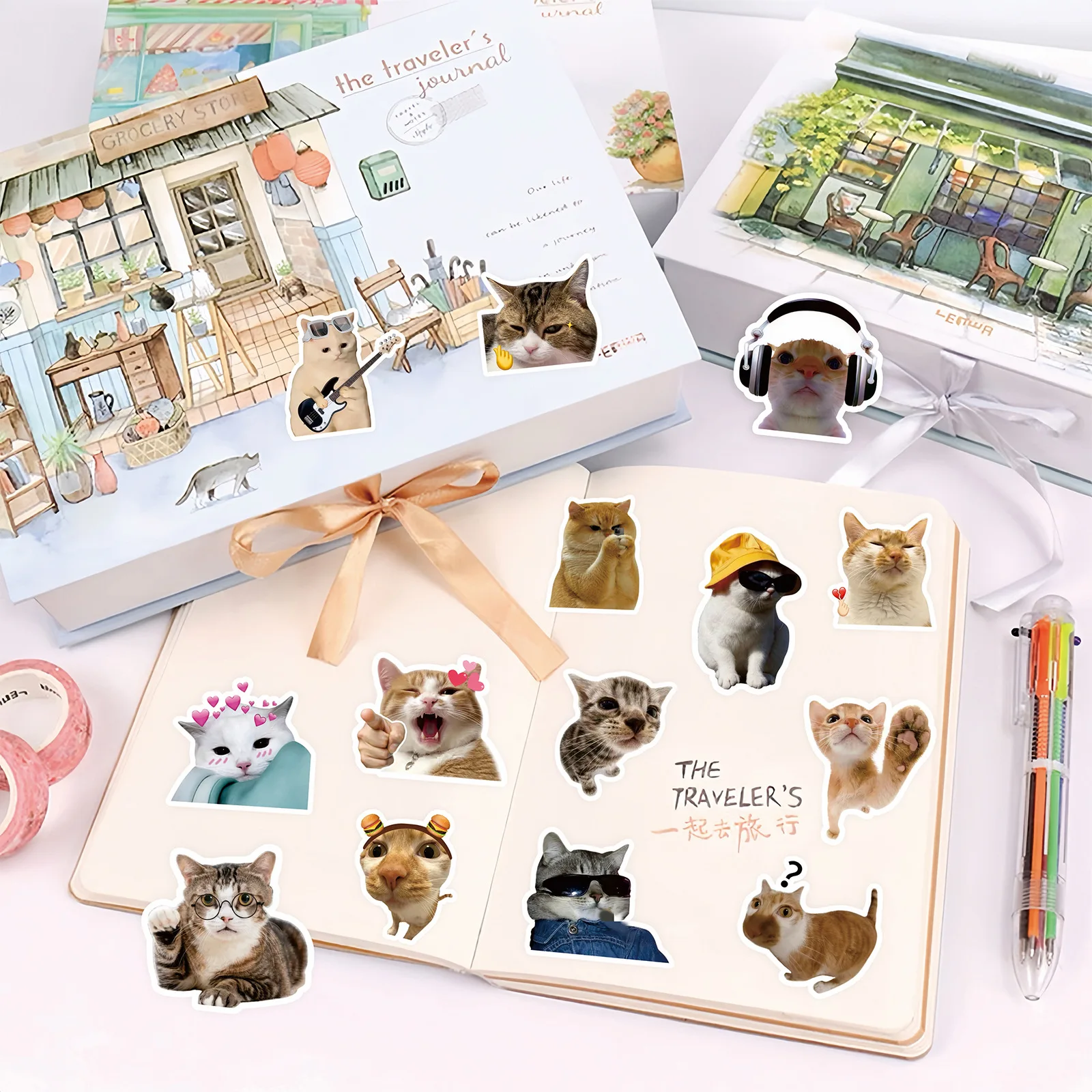 100 pçs engraçado bonito gato meme animais adesivos kawaii decalques scrapbooking notebook bagagem portátil skate adesivo brinquedo