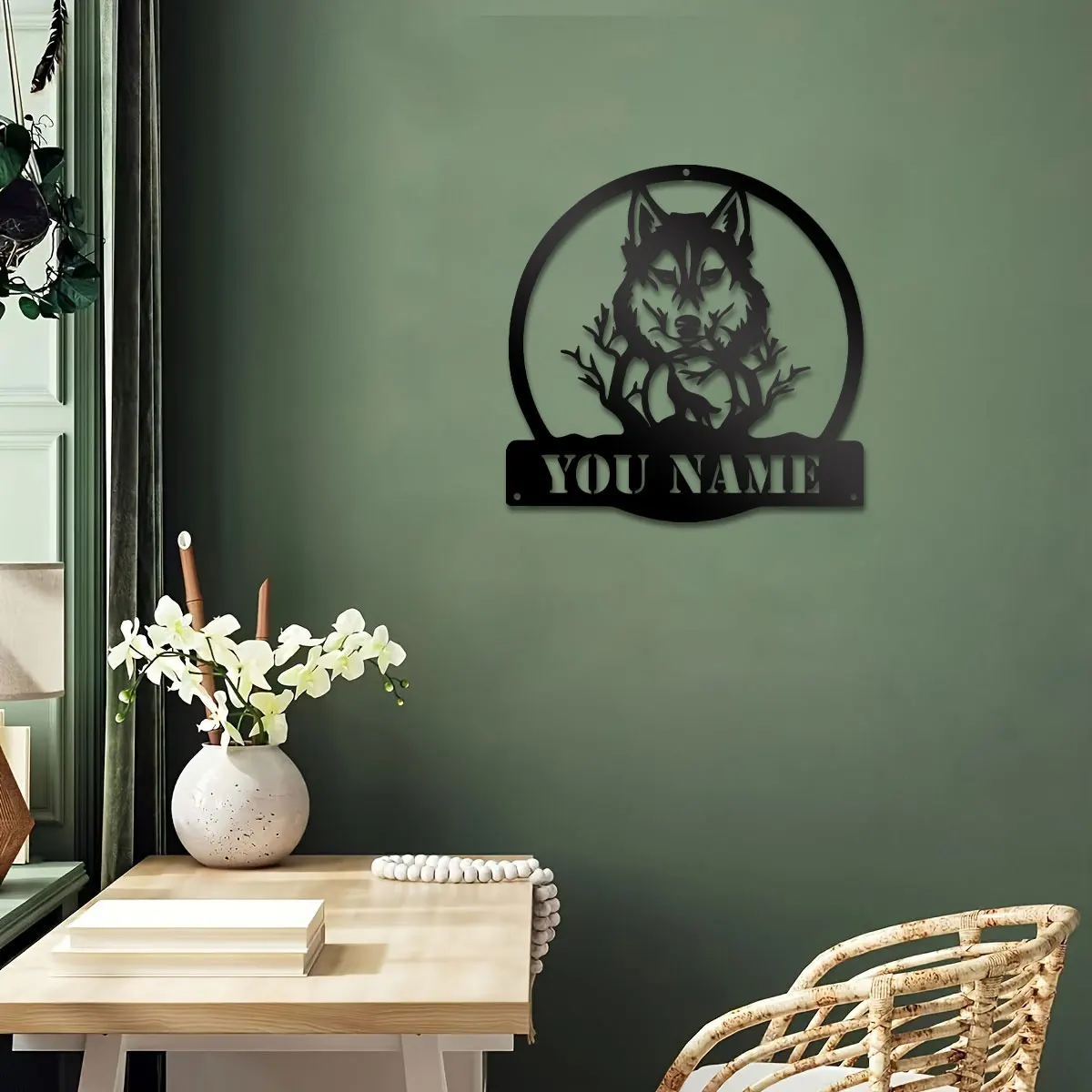 

1pc Wolf howl creative Custom Name Metal Wall Signs Metal Wall Plaque For Pub Decor